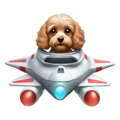 Cavapoo riding a spaceship  sticker