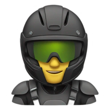 A rider with a complet helmet sticker