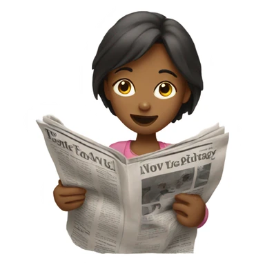 Girl reads a newspaper  sticker