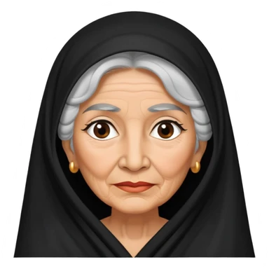 Older Mexican lady with black and white hair and black veil  sticker