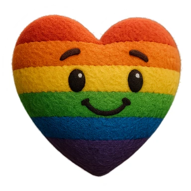 pride heart, soft and fluffy, rainbow colors, cute expression sticker