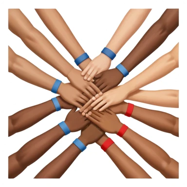 team huddle, hands together in the center, representing loyalty and teamwork sticker