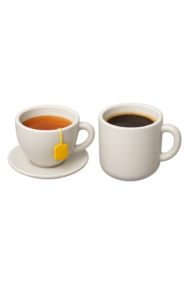 emoji 3d stile iphone che rappresenta una tazza di thè accanto ad una tazzina di caffè 3d sticker