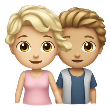Baby boy with brown hair and girl with blonde hair sticker