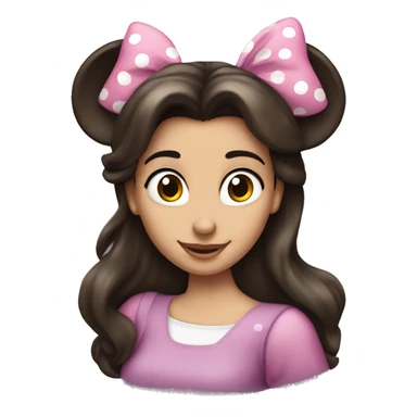 Brunette woman long hair Minnie Mouse ears sticker