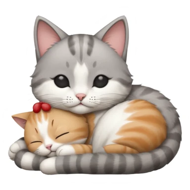 grey and white small cat with its eyes closed lying down leaning on his elbow with his paw curled under his head holding it up sticker