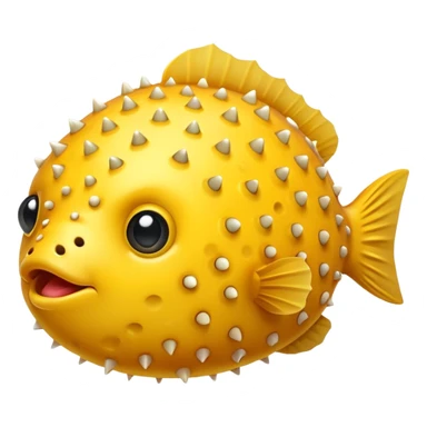 puffer fish, no eye, apple emoji style sticker