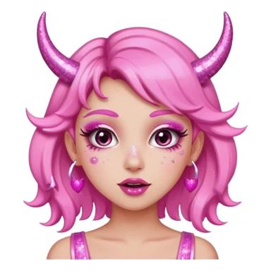 glitter pink girl naughty selfie glitter pink horns sticker