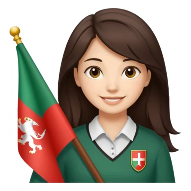 Una ragazza mora chiara con capelli medi mori con la bandiera della bulgaria tra le mani sticker