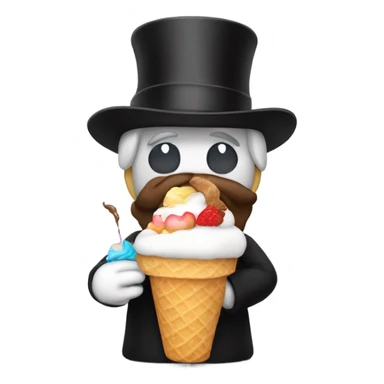 Me wearing a dress and eating ice cream with a top hat on sticker