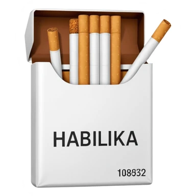 Создать emoji картинку с пачкой сигарет с надписью «HABILKA” на фиолетовом фоне sticker