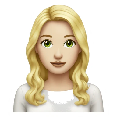 white woman with green eyes, blonde ombré hair with freckle sticker