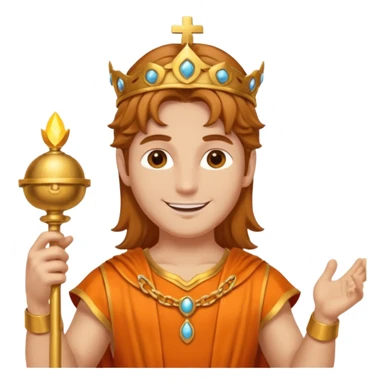 Mercury, Message God from Rome Mythology with long light brown hair , orange and gold outfit, sticker