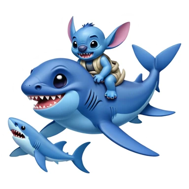 Disney's stitch, riding a shark  sticker