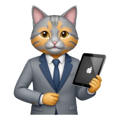 teacher cat tech smart appearance gray cat in blazer with ipad with different clothesthe same cat sticker