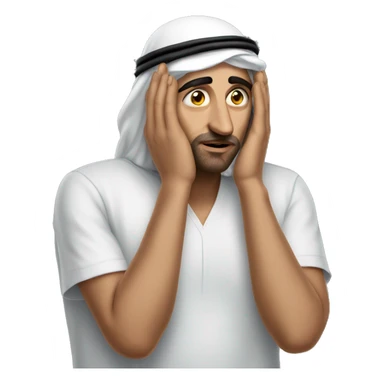 Arab holding his head with his hands photorealistic serious sticker