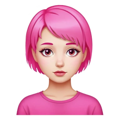 girl with short neon pink hair sticker