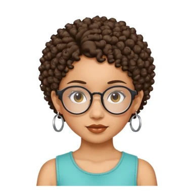a lightskin mixed girl with hoop earrings and curly hair with glasses and an arabic girl with pixiee cut sticker
