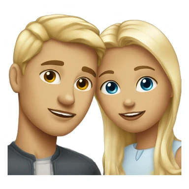 Blonde Estonian girl and tanned American boy kissing sticker