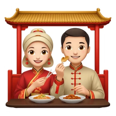 ligth couple having dinner at a Chinese restaurant sticker