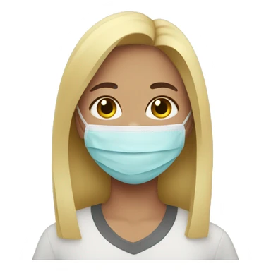A girl with a face mask sticker