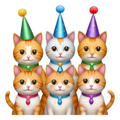 diffrent colours cat  with party hats sticker