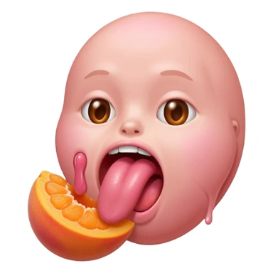 langue qui dépasse d'une bouche humaine ouverte et lèche un abricot sticker