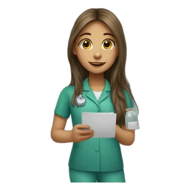 young girl with long hair working in a pharmacy sticker