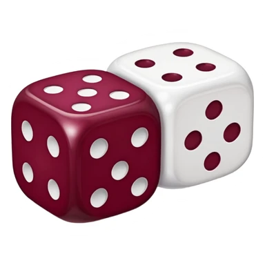 two dices in with burgundy heart details sticker