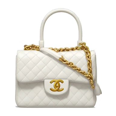 white chanel top handle bag with gold hardware sticker