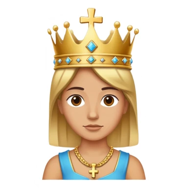 Gold cross necklace wearing criwn sticker