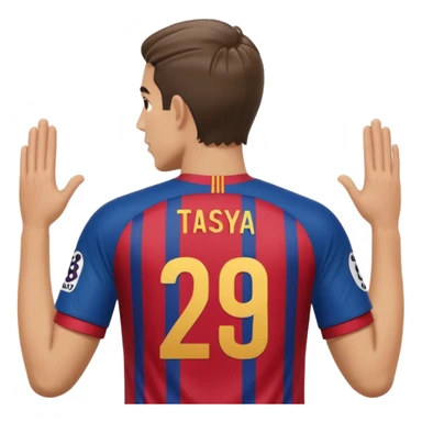 buat costum seperti diatas buat mirip hanya pakaian saja tidak pakai orang dan dari belakang barcelona nama punggung tasya dan nomor punggung 29 menghadap belakang custom belakangnya baju belakangnya tidak pakai orang hanya bajunya saja baju belakangnya sticker