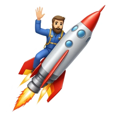 bearded man riding a rocket france black boom!  sticker