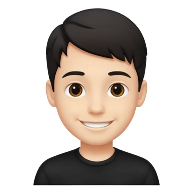 Maktab yonida kulib turgan qora kiyimdagi bola emojisini chiqarib ber sticker