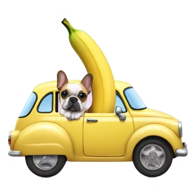 Banana car with a French bulldog in the car sticker