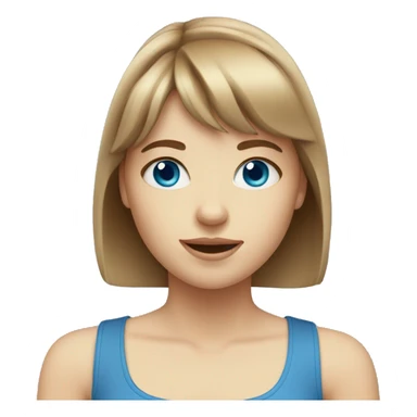 girl with light brown hair with bangs with blue eyes with fair skin sticker