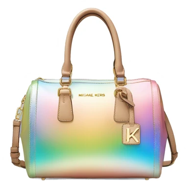 Realistic iridescent pastel rainbow michael kors satchel purse. sticker