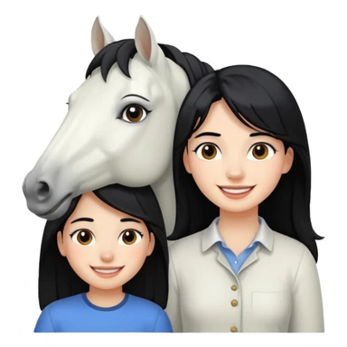 A white Horse with a black hair girl beside him sticker