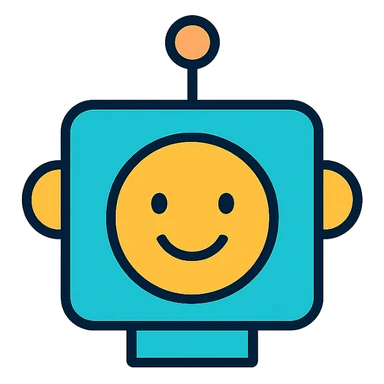 friendly face AI assistant icon, digital style sticker