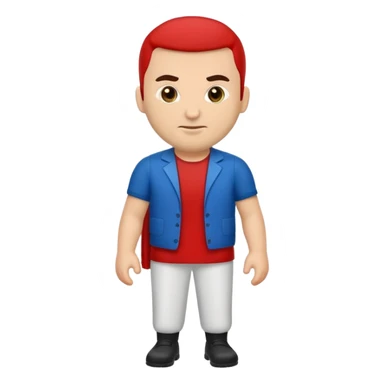 a full-sized man. Albanian in appearance, wearing sticker