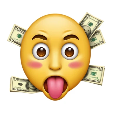 Make a money face emoji but its tongue is out and really freaky sticker