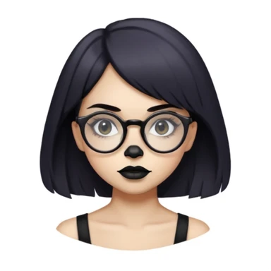 shoulder length, wolf cut girl with round, but square glasses alternative sticker