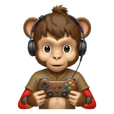 gamer monkey, game controller on hand, headset  sticker