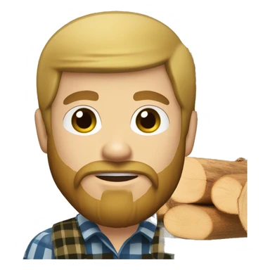 white man lumberjack with beard blond hair chopping firewood sticker