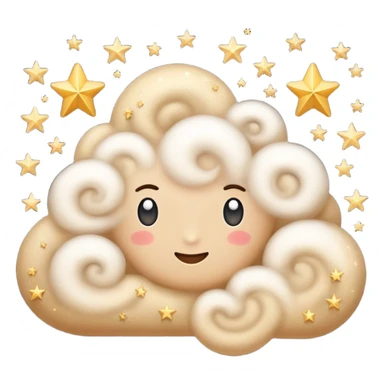 A cloud of dust with various swirls and stars emerging from it. sticker