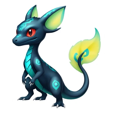 Shiny Exotic Salandit-Umbreon-Charmeleon-Fakémon-hybrid-creature (full body)  sticker