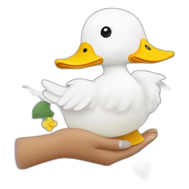 yellow duck hands a flower sticker
