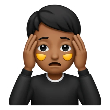 Black emoji disappointed hand over eyes sticker