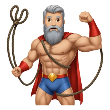 superhero with long beard using it as a lasso to catch villains sticker