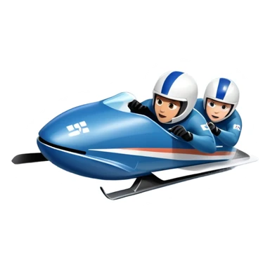 An icon featuring a sleek bobsled with athletes racing down an icy track at high speed, helmets on and bodies aligned for aerodynamics. Surrounded by icy curves, snowbanks, and a wintry mountain backdrop. Transparent background captures the thrill and precision of bobsleigh. sticker